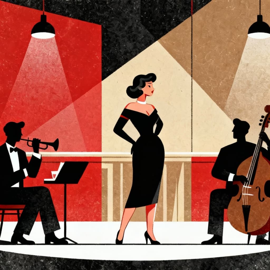 Создай изображение для психологического блога в мультяшном стиле ретро 1950-х годов: минималистичная векторная графика, вдохновлённая ар-деко, чистые плоские цвета, геометрические формы, современный д